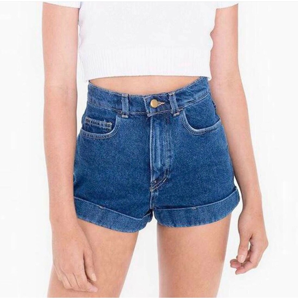 American Apparel jean shorts, Sz 26, denim, high waist, mom jeans, retro, cotton